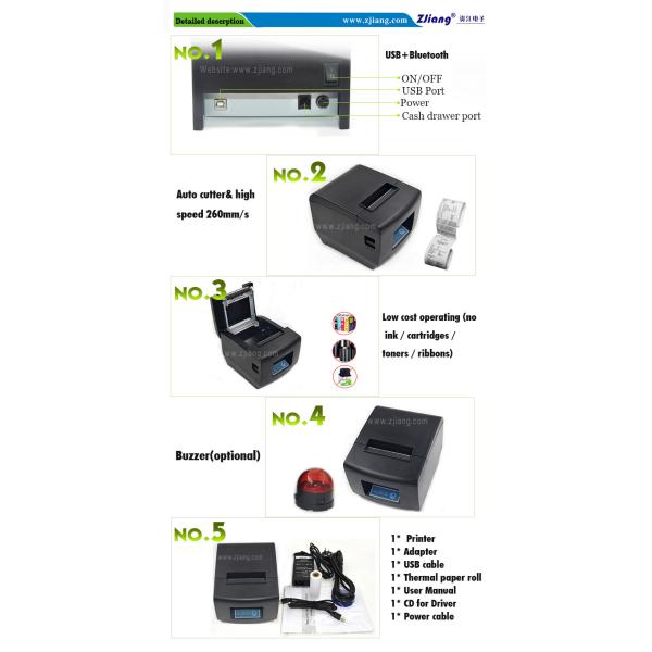 Bluetooth Thermal POS 80mm Receipt Printer USB LAN Wifi