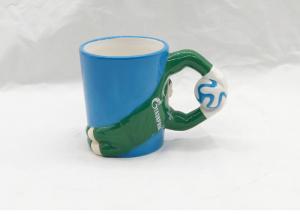 Cheap Unique 3D Ceramic Mug / Football Man Sports Coffee Mugs Semi Porcelain Material for sale