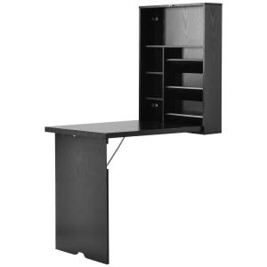 Black 36lbs Melamine Board Tomile Home Office Computer Table With Bookshelf