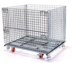 Foldable Stackable Storage Cages On Wheels Galvanized Metal Wire Mesh Pallet