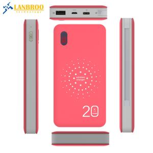 Wholesale Wireless Power Bank with Built-in Cable 20000mAh LCD Digital Display