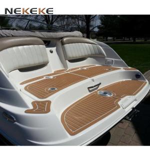 Customized Slip Resistant PVC Deck Flooring Teak Color White Strip For Yachts