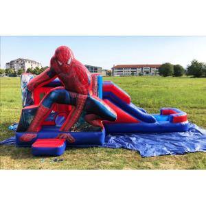 Spiderman Theme Inflatable Castle with Dry Slide and 950w Blower for Kids Party