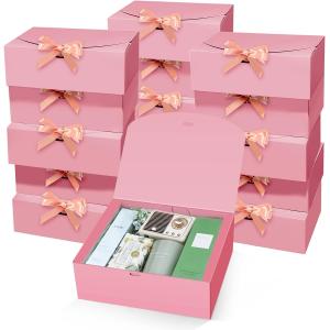 Gift Boxes With Lids, Pink 10X8X4 Inch Gift Boxes, Bridesmaid Proposal Box With