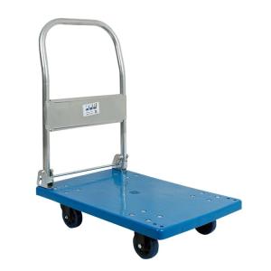 Warehouse Handling Plastic Folding Trolley Four Wheel Flatbed Pull Cargo
