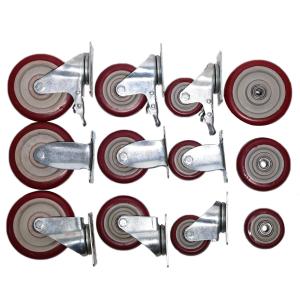 3 Inch 4 Inch 5 Inch Red PVC Caster Wheels With Thickness 32mm