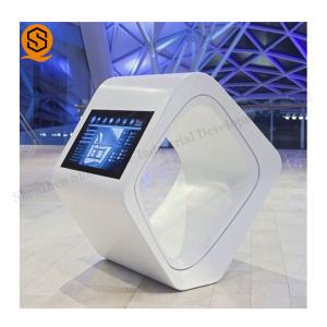 China Acrylic Solid Surface Monitor Salon Reception Table With Seamless Joint on sale
