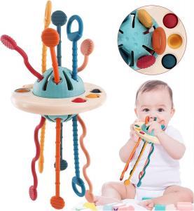 China Baby Sensory Montessori Silicone Toy Travel Pull String Activity Toy for Toddlers on sale