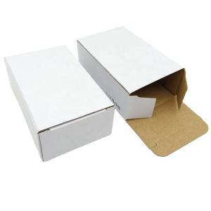 China Customized Product Packaging Small Corrugated Board Box Packaging Plain White Paper Box White  Cardboard Box With Balck Logo on sale