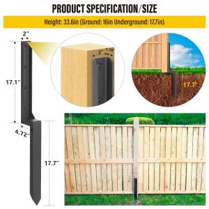 Strong Iron Fence Post Repair Stakes Ground Spike for Fixing Tilted/Broken Fence