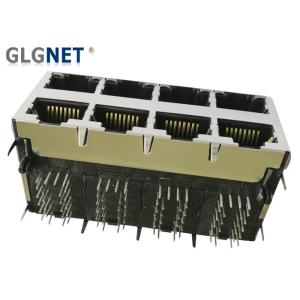 Magnetic RJ45 Connector 2 x 4 RJ45 Jacks 1000 Base T Integrated Transformer with