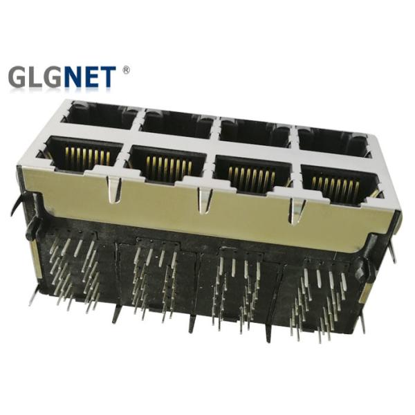 Magnetic RJ45 Connector 2 x 4 RJ45 Jacks 1000 Base T Integrated Transformer with