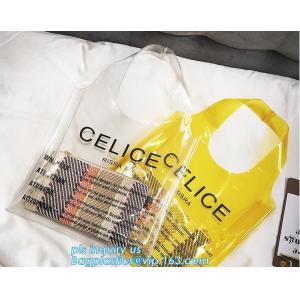 printed handle pvc bag pvc plastic bag, Stand up gift wine bottle packing