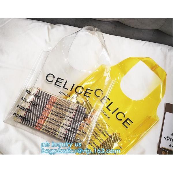 printed handle pvc bag pvc plastic bag, Stand up gift wine bottle packing