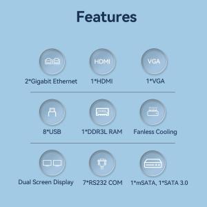 Intel Celeron J1900 Processor Fanless PC DDR3L 8GB With 7COM 2LAN Industrial PC