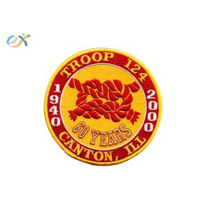 Round Iron On Patches , Custom Embroidered Badge Patches Pantone Color