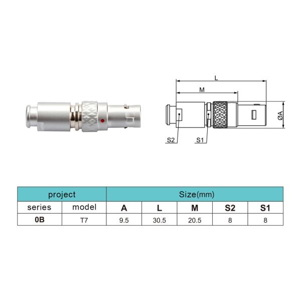 Industrial Control Connectors B Series T7 Straight Plug Short Push-pull Self-locking