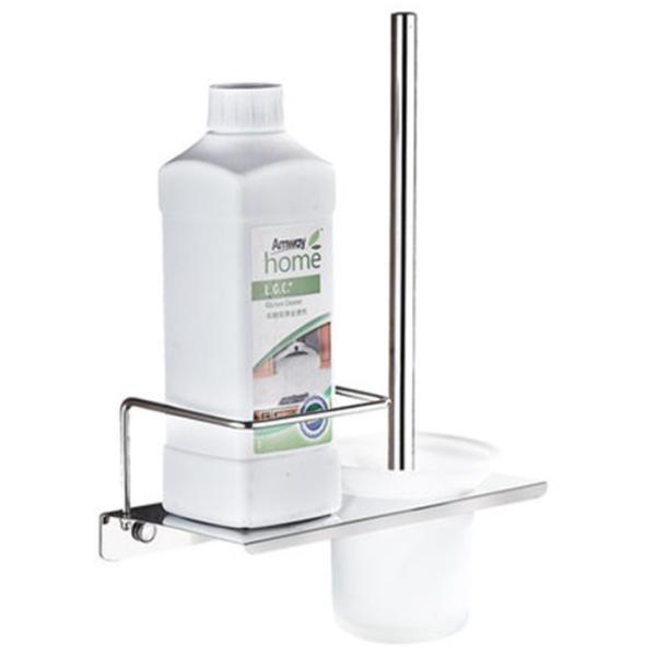 Wall-Mounted stainless steel holder and metal handle toilet brush bathroom rubber toilet brush with hotel