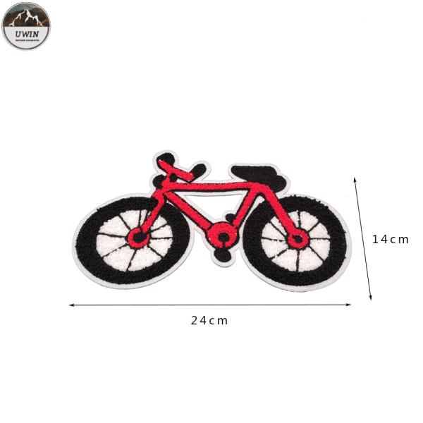 Red Bike Chenille Patches For Letterman Jackets Towel Material 10*15cm Size