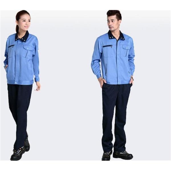 Cotton Polyester Industrial Work Uniforms , Custom Durable Blue Work Uniforms