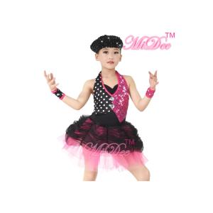 China White Polka Dots Fuchsia Sequin Ballet Jazz Dance Costumes For Girls ODM Service on sale