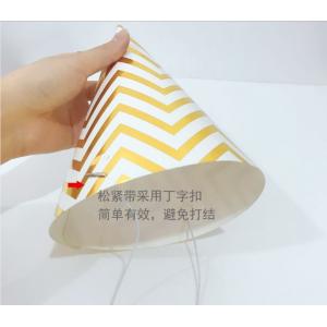 Recycled Festival Party Decorations Gold Foil Paper Cone Hats Custom Size