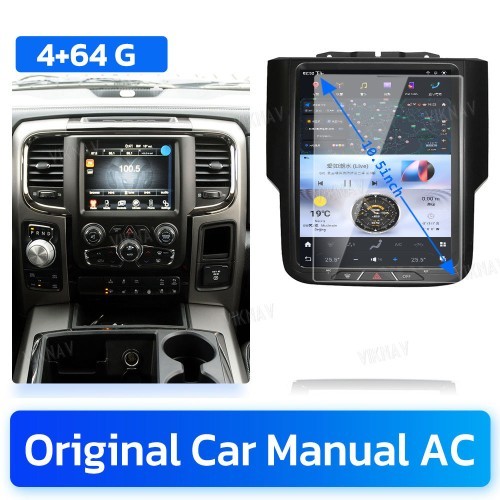 VIKNAV 10.5 Inch Touch Screen 8 Core Android Car Radio For Dodge Ram 1500 2013