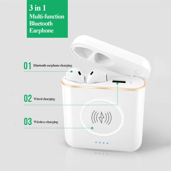 Quality Multi-functional 3 in 1 Bluetooth Earbuds with 5200mAH Power Bank and Fast Charging Wireless Charger wholesale