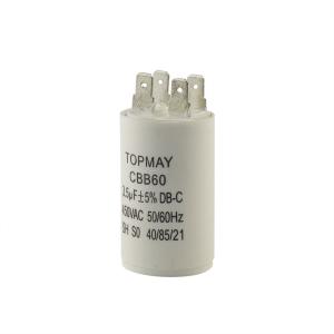 CBB60 AC Motor Run Capacitor 3.5uF 450VAC Wire Leads Terminal For Washing