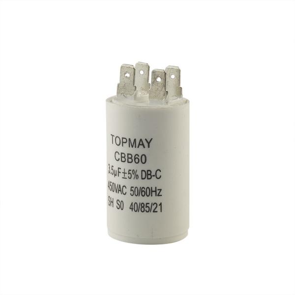 CBB60 AC Motor Run Capacitor 3.5uF 450VAC Wire Leads Terminal For Washing