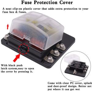 6 Way LED Indicator Blade Fuse Block M4 Screw M5 Stud Fuse Holder 6 Slots