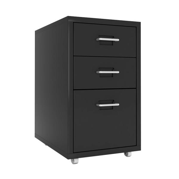 Quality KD Structure Black Movable 3 Drawers Makeup Storage Cabinet wholesale