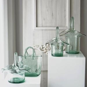 Clear Polished Baskets Hand Blown Decorative Glass Vases