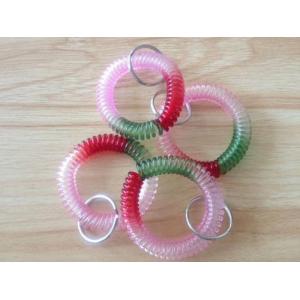 China Gradient transparent color wrist lanyard coil key chain spring string coil key ring holder on sale
