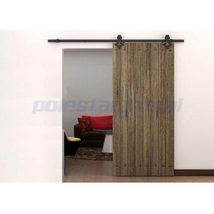 China Satin Black Steel  Decorative Door Hardware , Modern Sliding Barn Door Hardware Rail 2000mm on sale