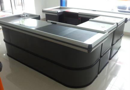 Metal Checkout Desk , Checkout Cashier Counter With Motor Belt For Fast Food