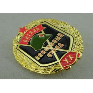 Cheap Soft Enamel Military Souvenir Badges With Zinc Alloy , Die Struck Army Awards Badges for sale