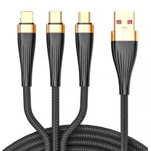 3-in-1 Multi - Connector Charging Cable: USB to Lightning, Type - C & Micro - USB