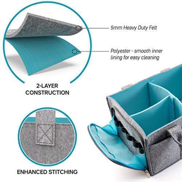 Portable Baby Diaper Caddy , Heavy Duty Felt Nappy Caddy Organiser