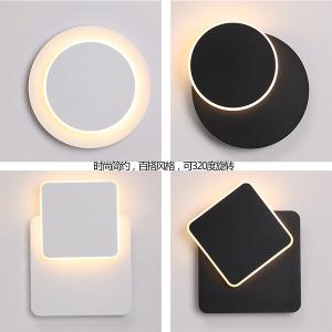 Cheap Can Rotating Square Or Circular Iron LED Wall Lamp White Or Black for sale