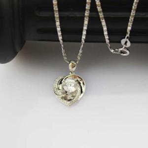 Sterling Silver Clear Cubic Zirconia Heart Shape Pendant Necklace (P14)