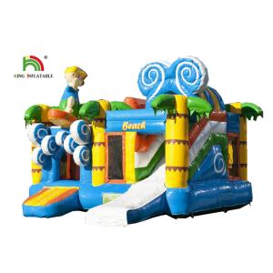 EN14960 Beach Design Inflatable Jumping Bouncer With Mesh And Slide