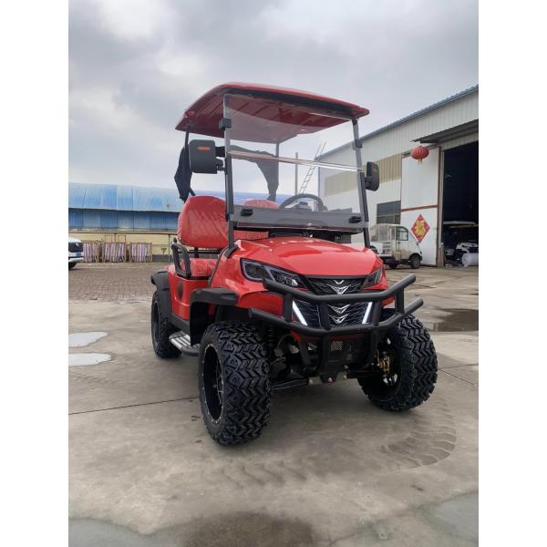 Quality 2 Seater Red Electric Hunting Golf Cart With Cooler Sound Bar Off Road Tires For Course wholesale