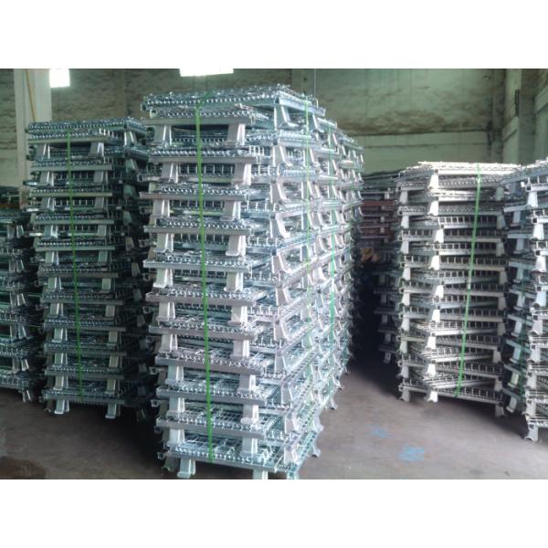 Galvanized / Powder Coating Metal Pallet Cages For Small Parts Storage