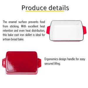 27*24*4.5cm Cast Iron Frying Pan Heavy Duty Enamel Coating Cast Iron Baking Pan