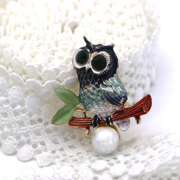 Quality Owl Shape Fashion Brooch Pin Diamond Electroplated Color 3.8cm Size wholesale