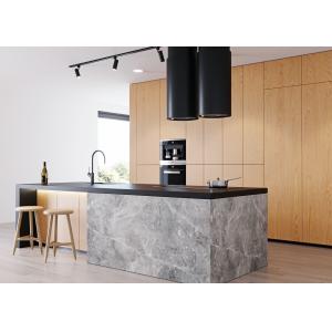 Modern Modular Kitchen cabinets with Island bar and black quartz stone