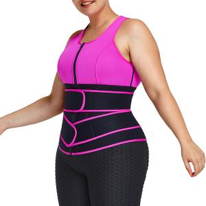 Full Slips Type Women'S Shaper Waist Trainer Vest with Front Zipper and Wide