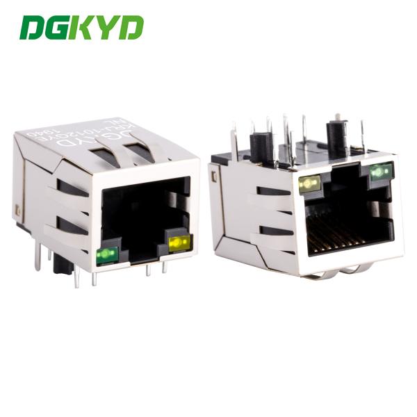 Quality PCB Network RJ45 Modular Jack With Filter , LED Tab Down Side Entry  Ethernet Socket RJ45 Network Interface 100Mbps Connector KRJ-1012GYENL wholesale