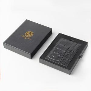 Custom Premium Black Texture Paper Rigid Cardboard Men's Sets Gift Wallets Box